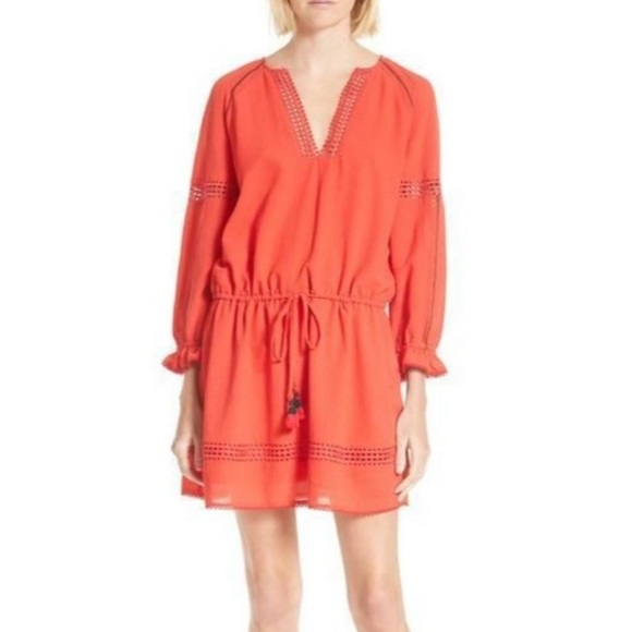 Rebecca Minkoff red bohemian dress drawstring, elastic waist with tassels size 6 - Picture 5 of 15